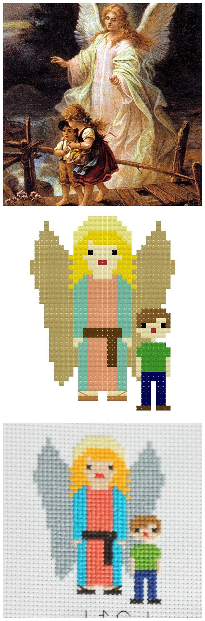 Guardian Angel Free Cross Stitch Pattern | Catholic Sprouts - Free Printable Cross Stitch Patterns Angels