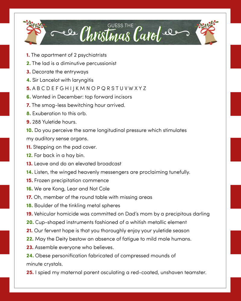 Guess The Christmas Carol Game | Christmas | Printable Christmas - Free Games For Christmas That Is Printable
