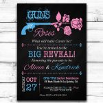 Guns Or Roses Printable Gender Reveal Invitation | The Baby Bee   Free Printable Gender Reveal Templates