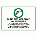 Guns Welcome Premises Weapons Holstered Sign Nhe 16347 Concealed Carry   Free Printable No Guns Allowed Sign