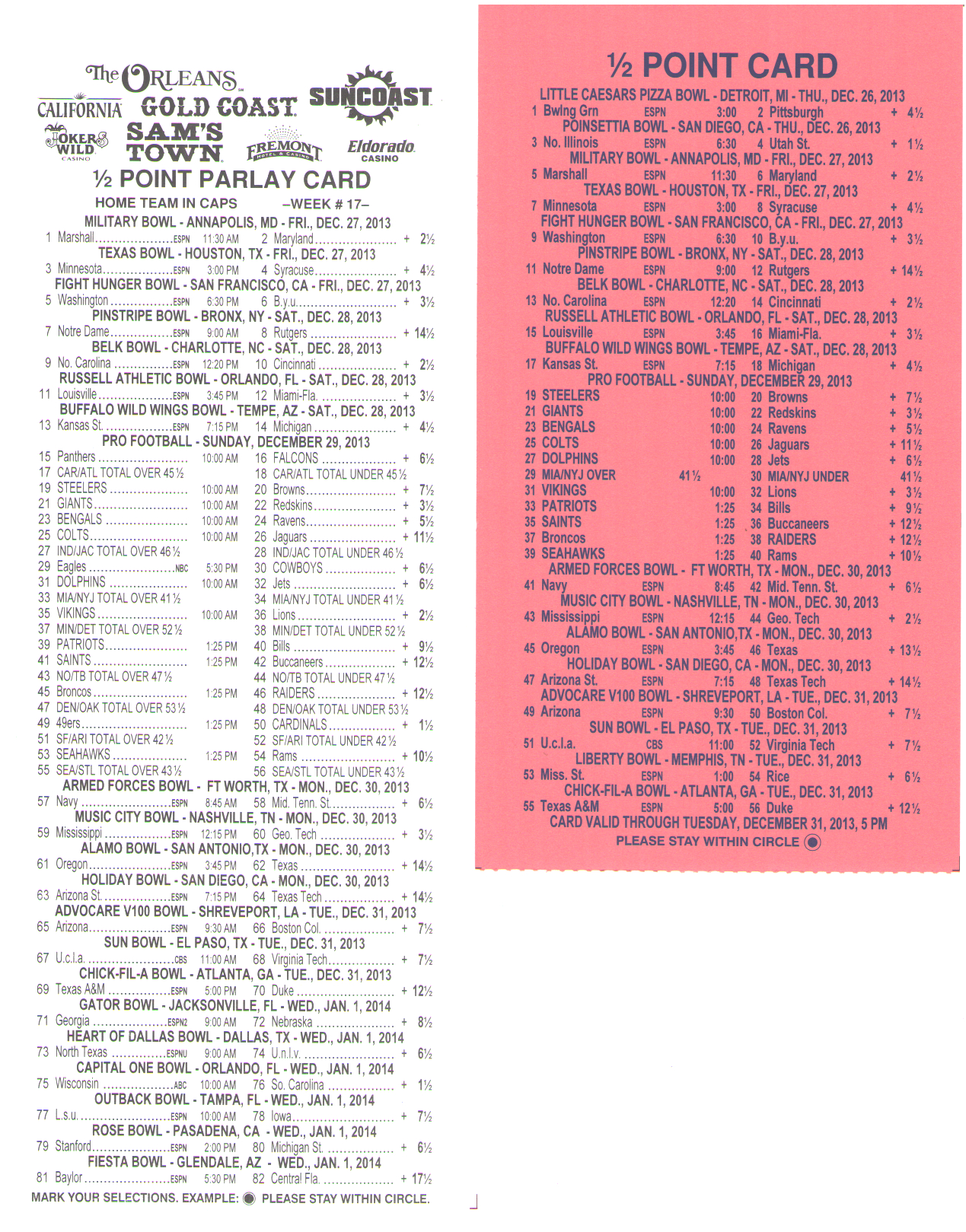 station casinos las vegas football parlay odds