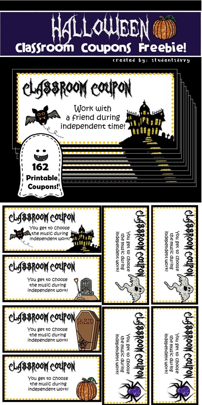 Halloween Classroom Coupons - Freebie | Teaching Freebies - Free Printable Halloween Homework Pass