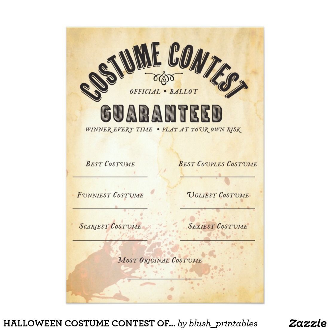 Halloween Costume Contest Ballot &amp;amp; Halloween Costume Award - Best Costume Certificate Printable Free