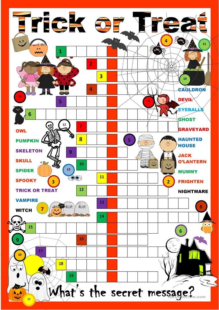 Halloween Crossword Puzzle Worksheet - Free Esl Printable Worksheets - Halloween Crossword Printable Free