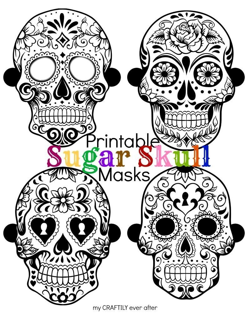 Halloween: Printable Sugar Skull Masks | Halloween | Printable - Free Printable Sugar Skull Day Of The Dead Mask