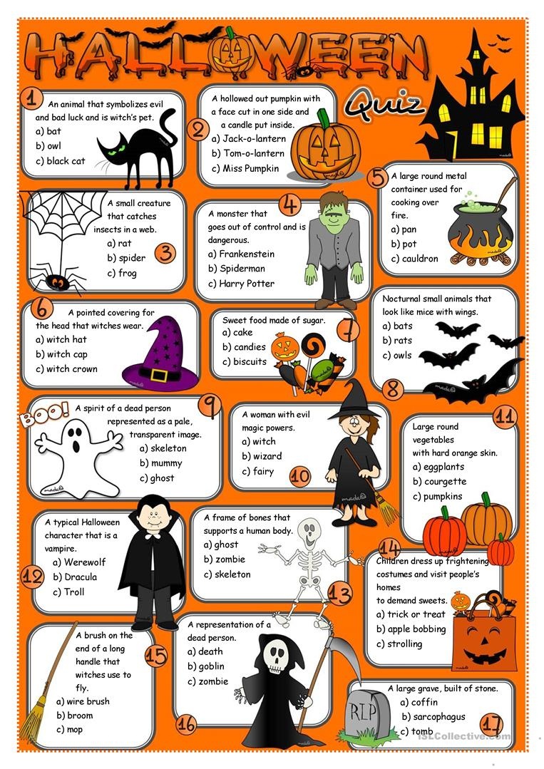 Halloween Quiz Worksheet - Free Esl Printable Worksheets Made - Free Printable Halloween Quiz