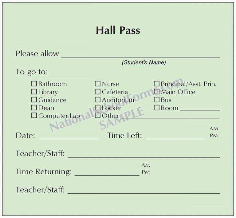 Hallway Passes For School Demir iso Consulting co Free Printable 