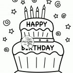 Happy Birthday Cake Card Coloring Page For Kids, Holiday Coloring   Free Printable Birthday Cake