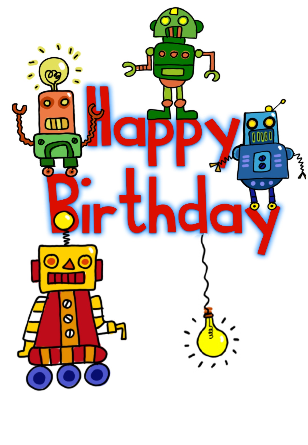 Happy Birthday Robots - Birthday Card (Free) | Greetings Island - Free Printable Kids Birthday Cards Boys