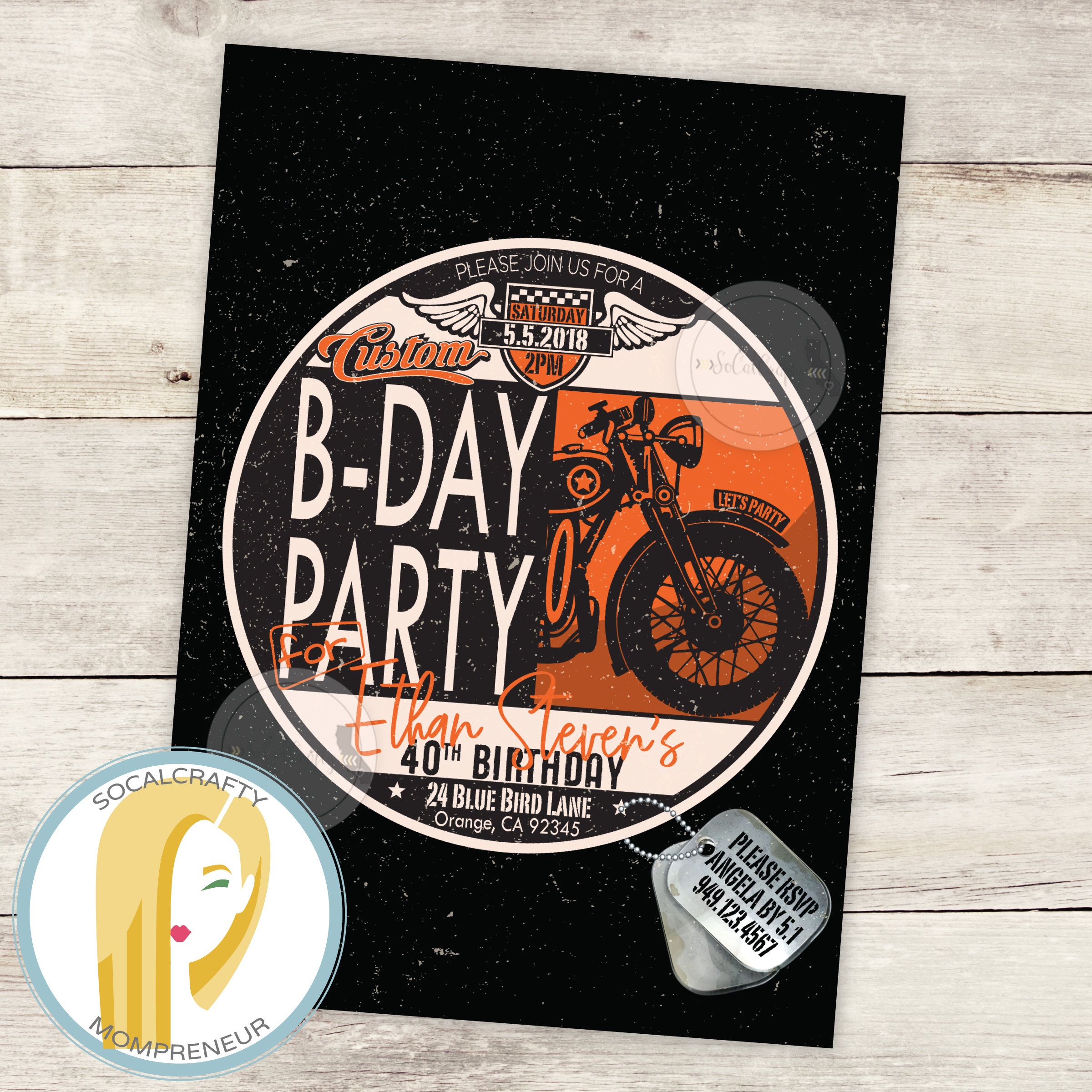 Harley Davidson Birthday Party Invitation Motorcycle | Etsy - Motorcycle Invitations Free Printable