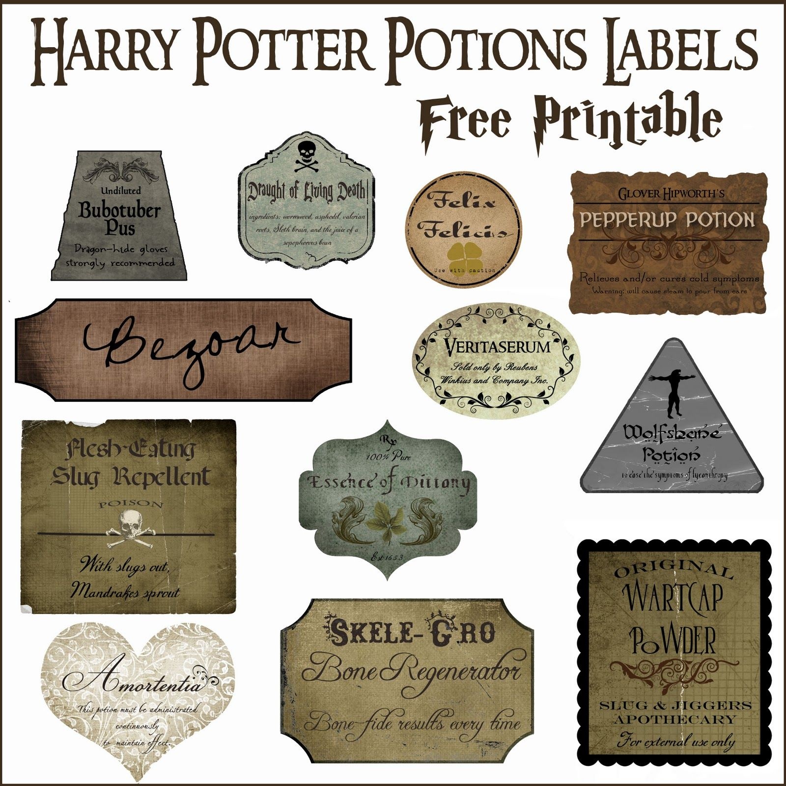 Harry Potter Potion Label Printables | Diy Home Decor Ideas | Harry - Free Printable Potion Labels
