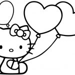 Hello Kitty Color Pages Hello Kitty With Heart Balloons Coloring   Free Printable Pictures Of Balloons