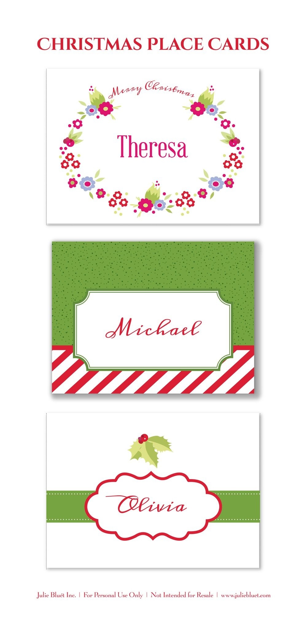 Here Are Three Free Printable Christmas Place Cards For Your Holiday - Free Printable Place Cards