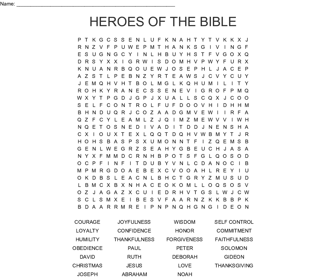 Heroes Of The Bible Word Search - Wordmint - Christian Word Search Puzzles Free Printable
