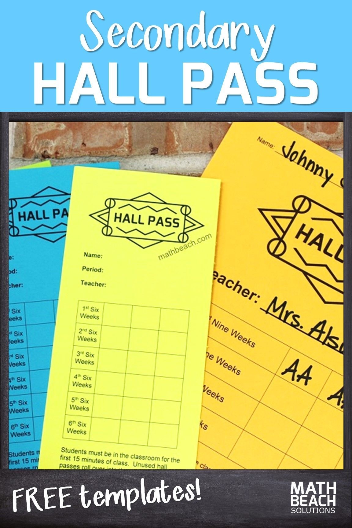 High School Hall Pass Classroom Procedures For High School Math Free Printable Hall Pass Template 