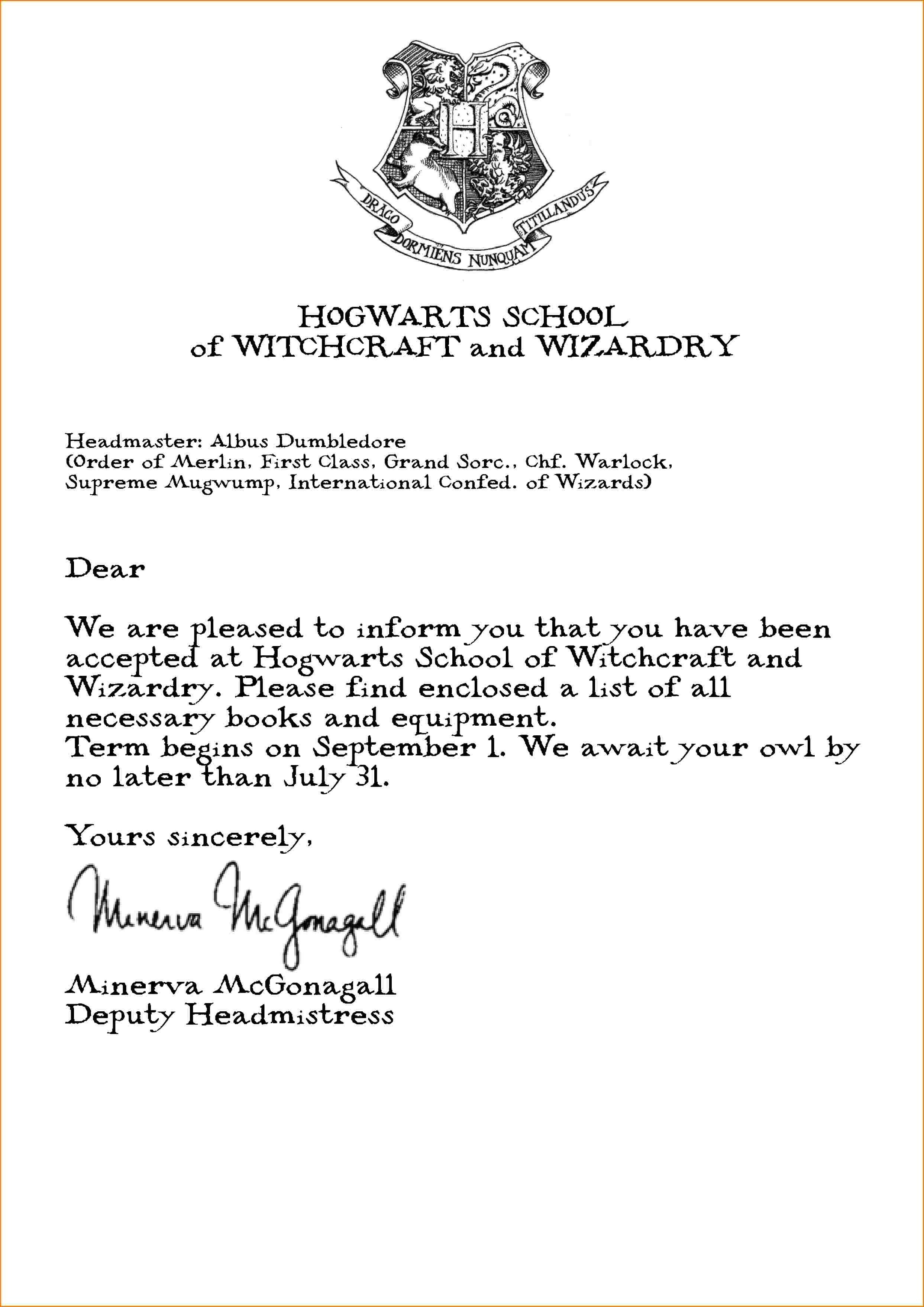Hogwarts Acceptance Letter Template Microsoft Word – Airak - Hogwarts Acceptance Letter Template Free Printable