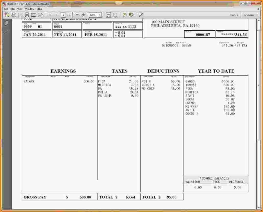 Free Printable Payroll Check Stubs 3629