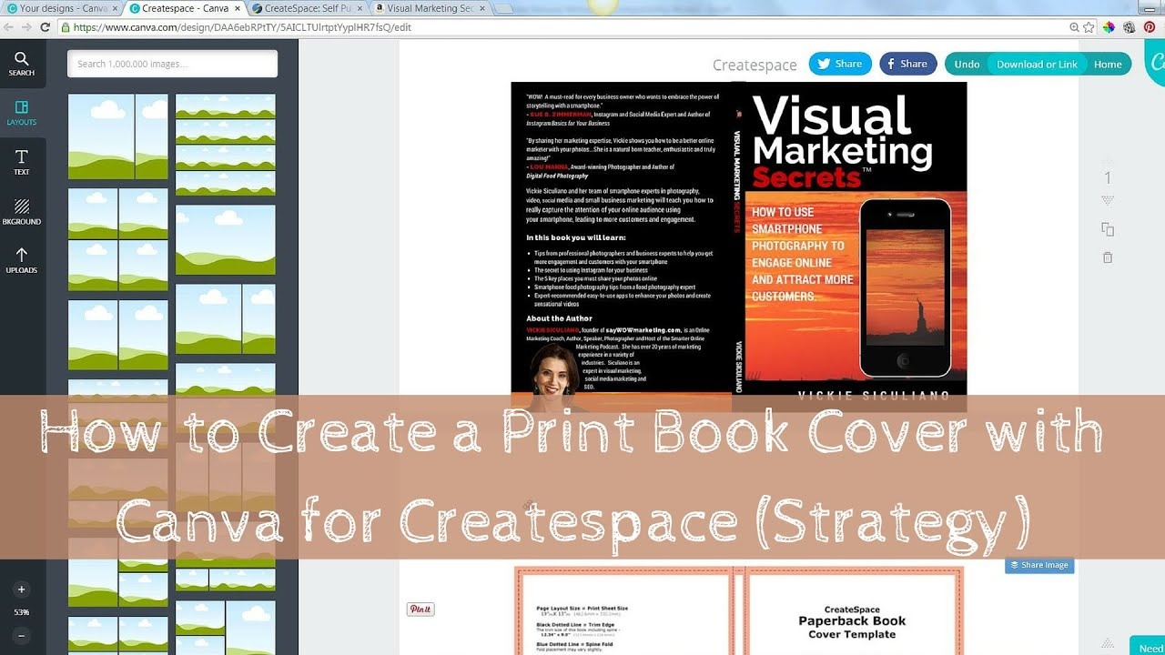 How To Create A Print Book Cover With Canva For Createspace - Book Cover Maker Free Printable