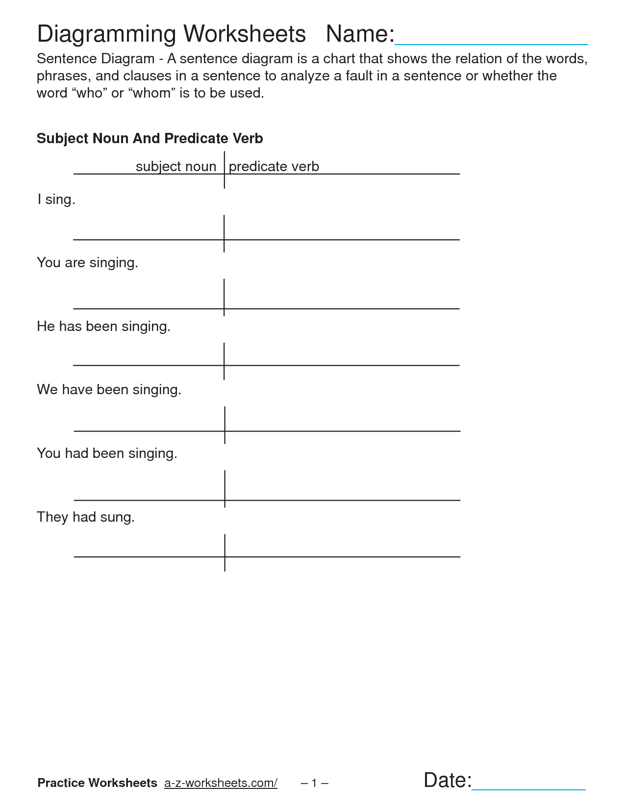 How To Diagram A Sentence Worksheet New Free Printable Sentence - Free Printable Sentence Diagramming Worksheets