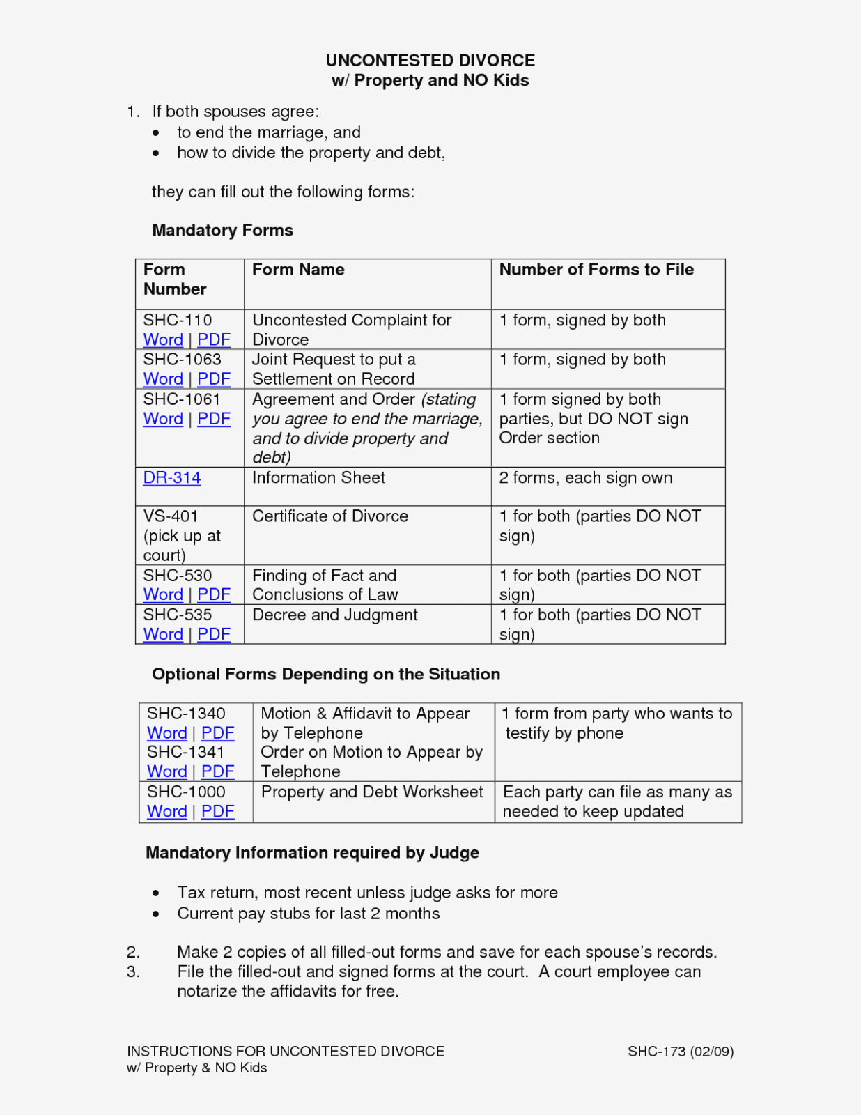 How To Get People To Like Free No Contest | Form Information - Free Printable Divorce Papers For Arkansas