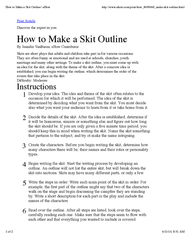 How To Make A Skit Outline | Writing | Script Writing, Writing - Free Printable Play Scripts