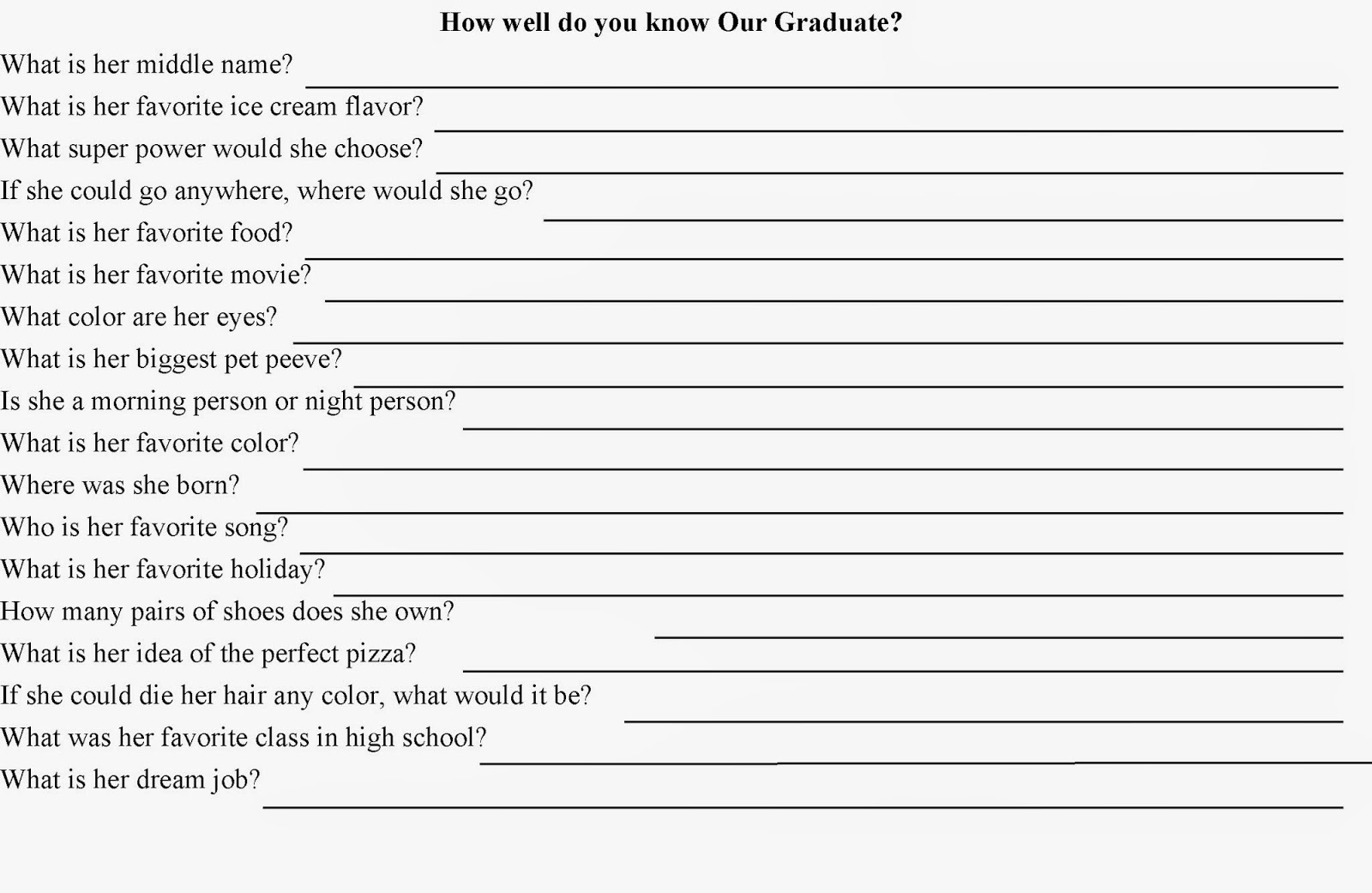 How Well Do You Know? Quiz Party Game | Diy Party Mom - Free Printable Graduation Party Games