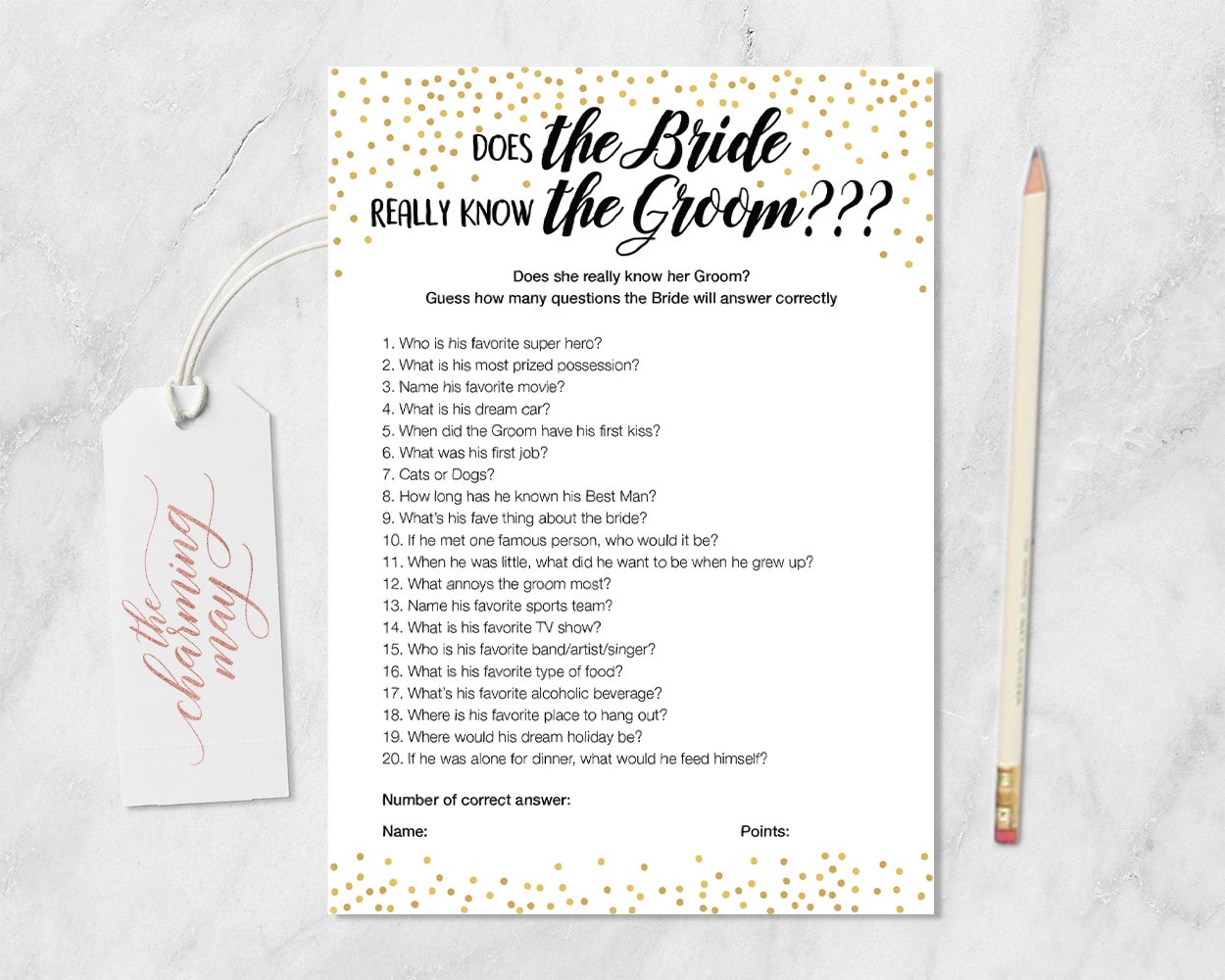 How Well Does The Bride Know The Groom Game. Gold Bridal | Etsy - How Well Does The Bride Know The Groom Free Printable