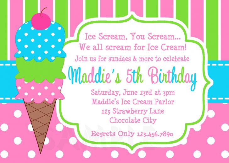 Ice Cream Party Invitations Printable Free