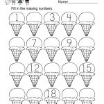 Ice Cream Missing Numbers 1 20 Worksheet For Kindergarten (Free   Free Printable Missing Number Worksheets