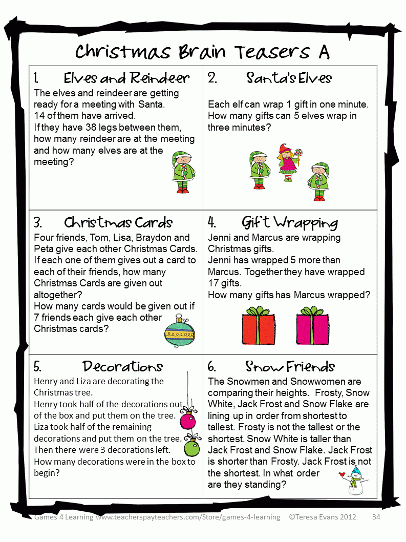 Free Printable Christmas Riddle Games Free Printable