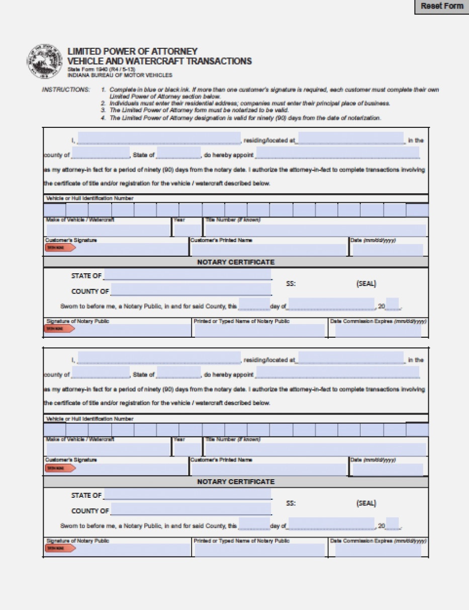 Indiana Revocation Power Of Attorney Form – Power Of Attorney - Free Printable Revocation Of Power Of Attorney Form