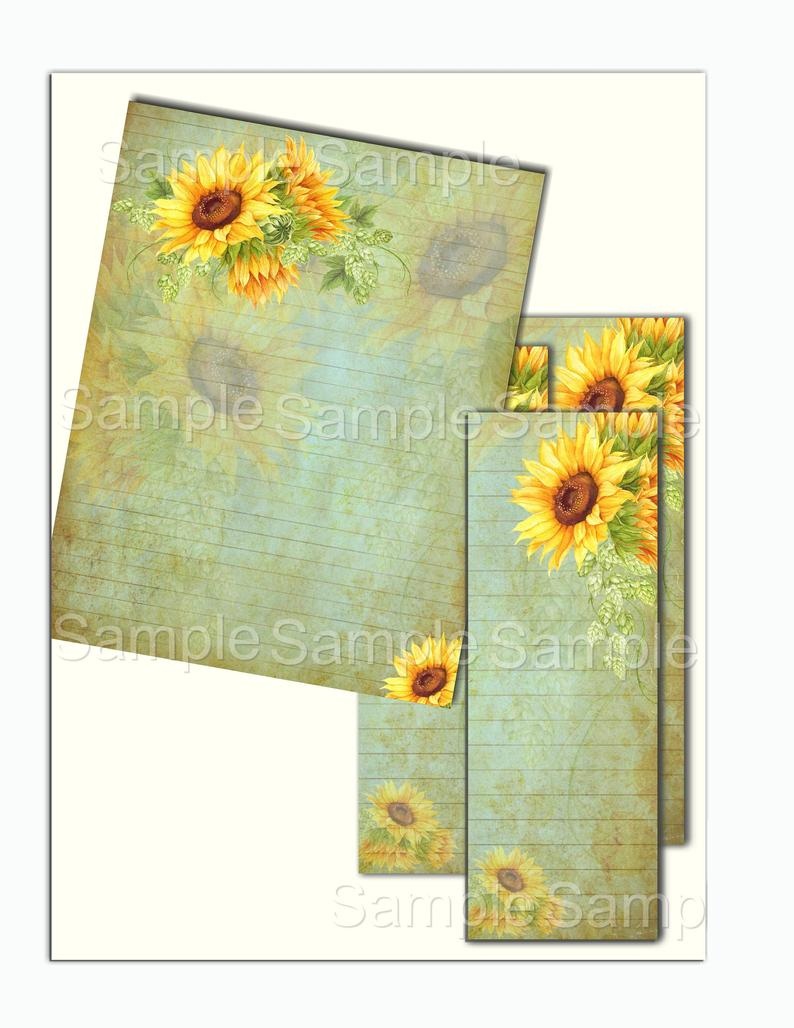Instant Download Sunflower Printable Set Digital Download | Etsy - Free Printable Sunflower Stationery