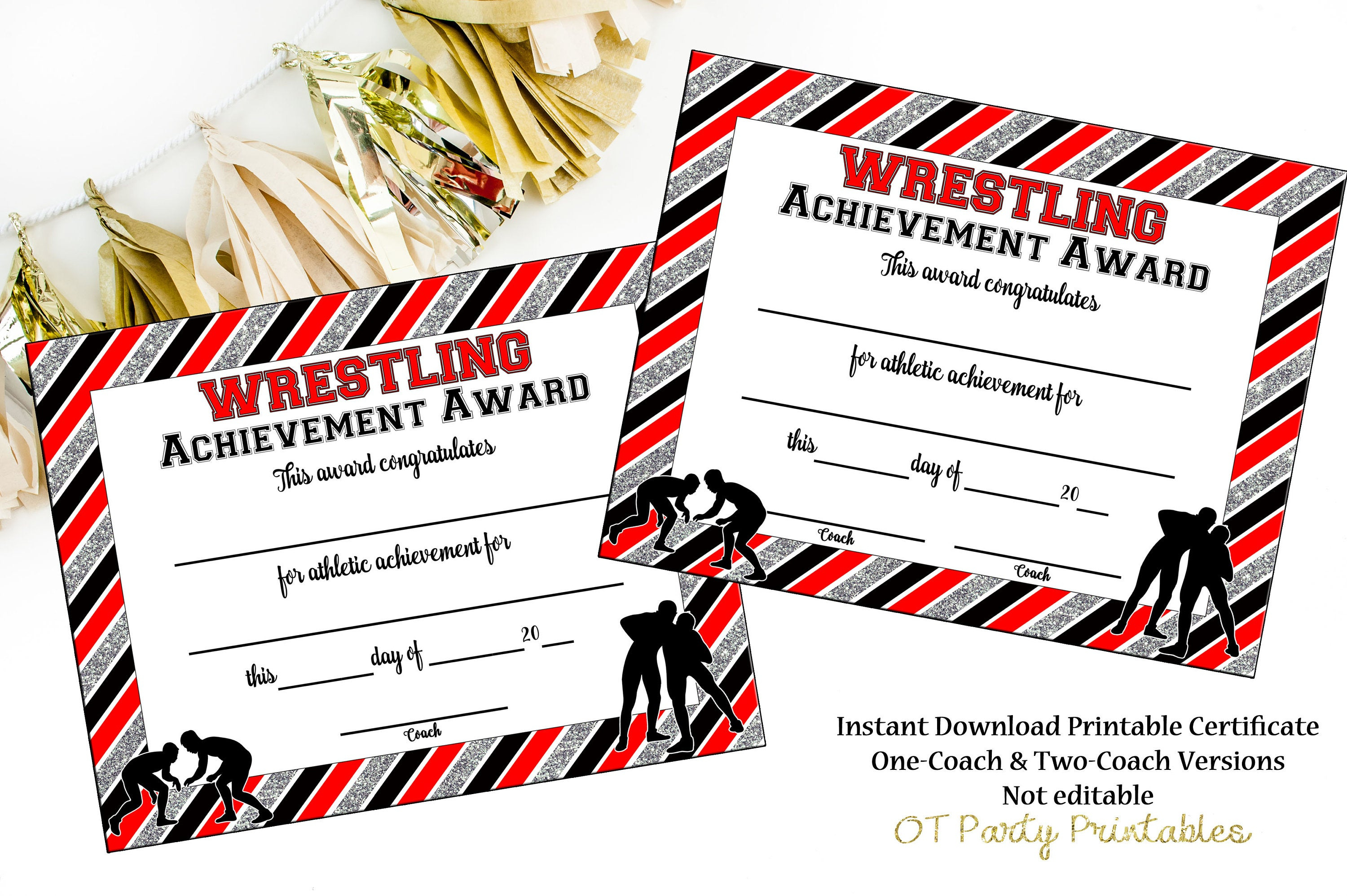 Instant Download Wrestling Award Wrestling Certificate | Etsy - Free Printable Wrestling Certificates
