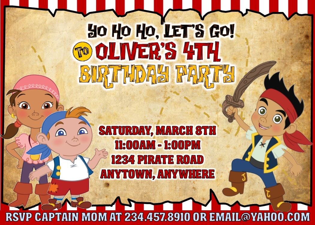 Free Printable Jake And The Neverland Pirates Party Invitations