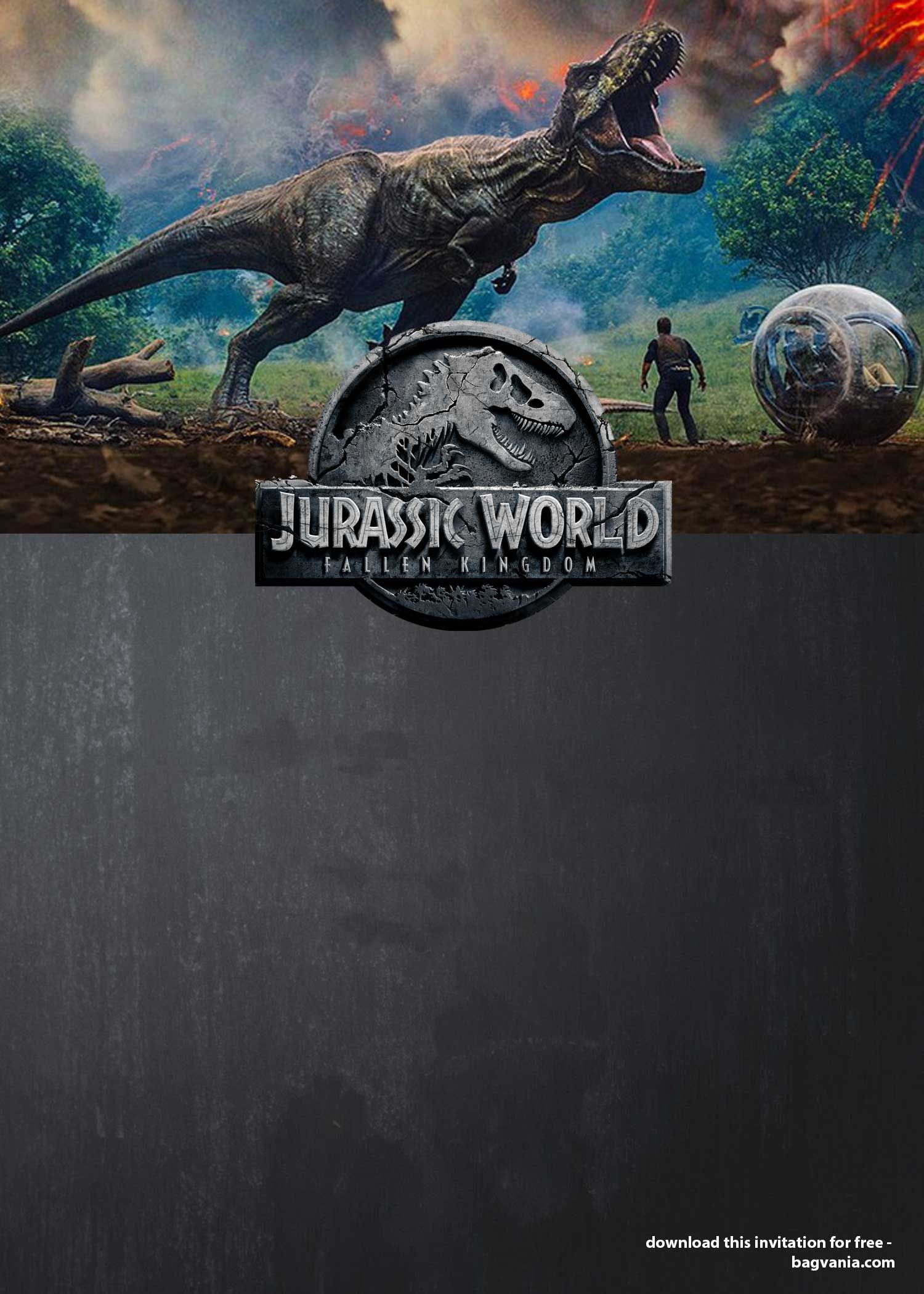 Jurassic World : Fallen Kingdom Birthday Party Ideas - Free - Free Printable Jurassic Park Invitations