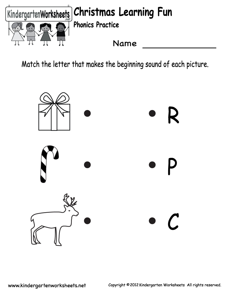 Kindergarten Christmas Phonics Worksheet Printable | Jax School - Christmas Fun Worksheets Printable Free