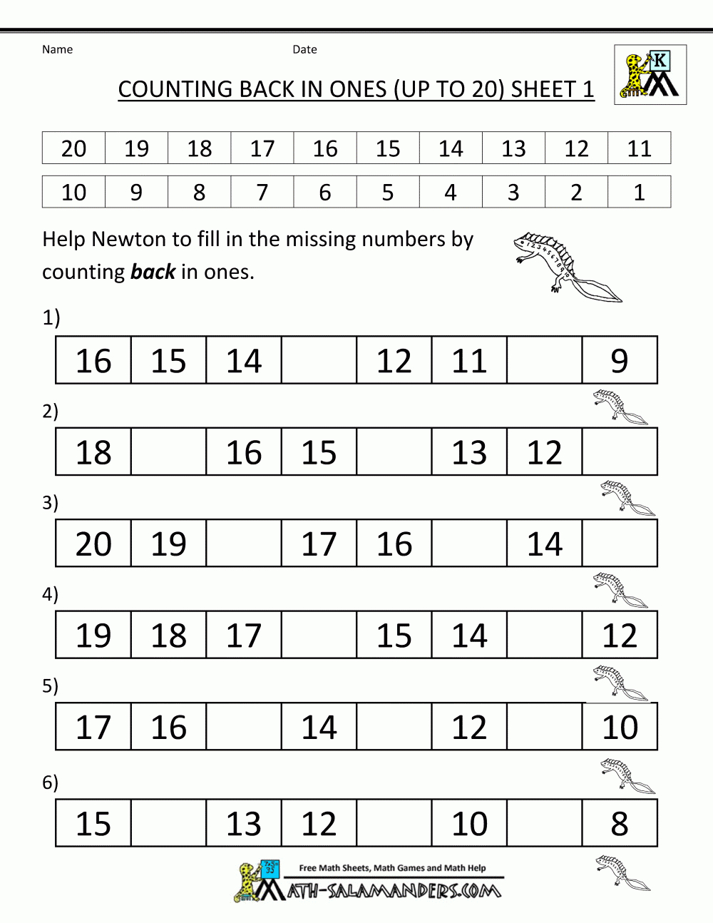 Kindergarten Counting Worksheets - Sequencing To 25 - Free Printable Counting Worksheets 1 20