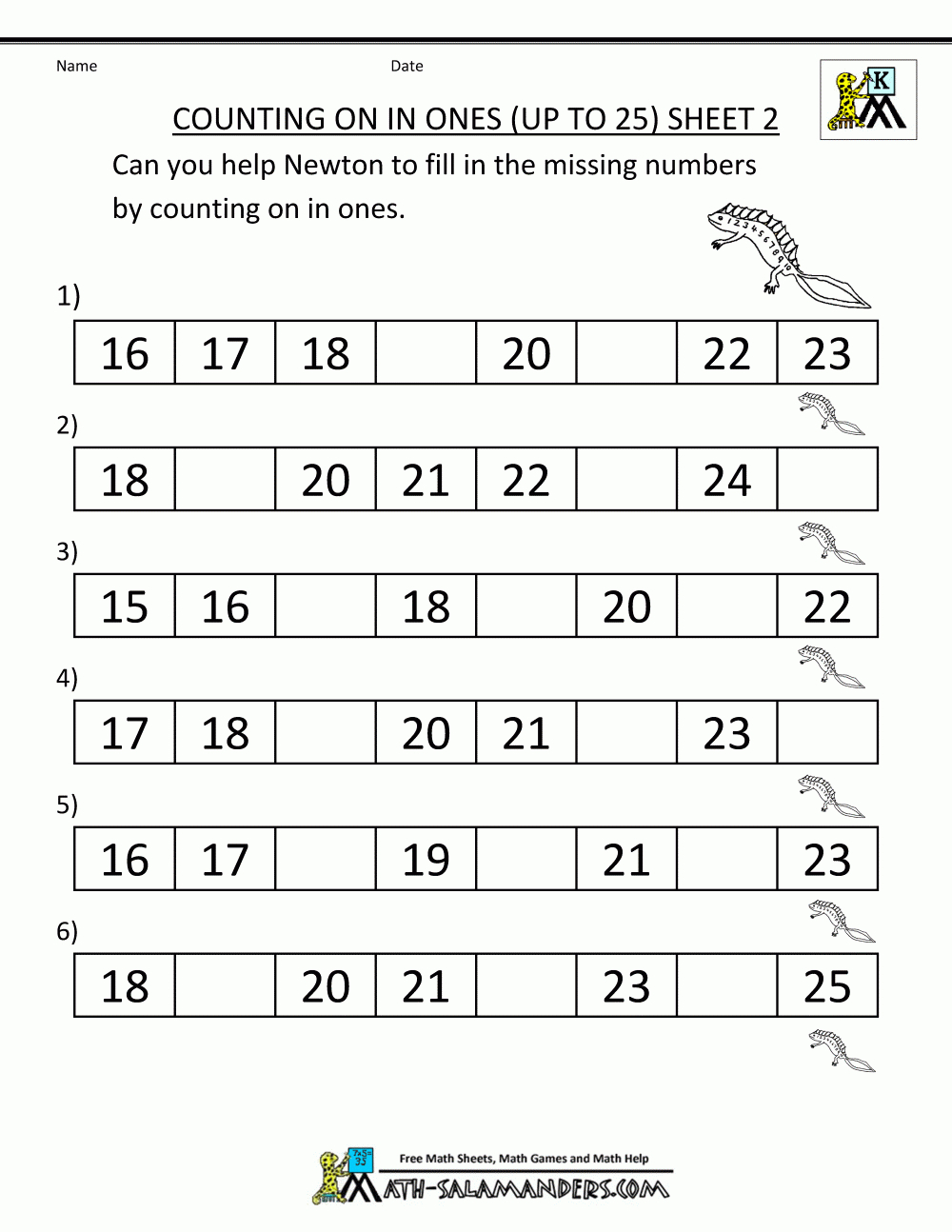 Kindergarten Counting Worksheets - Sequencing To 25 - Free Printable Counting Worksheets 1 20