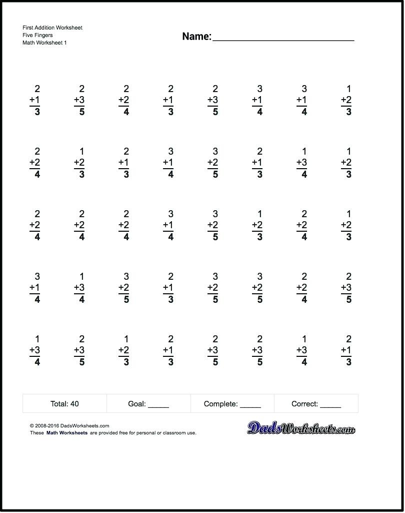 Kindergarten: Free Mental Math Worksheets Leaving Daycare Poem - Free Printable Simple Math Worksheets