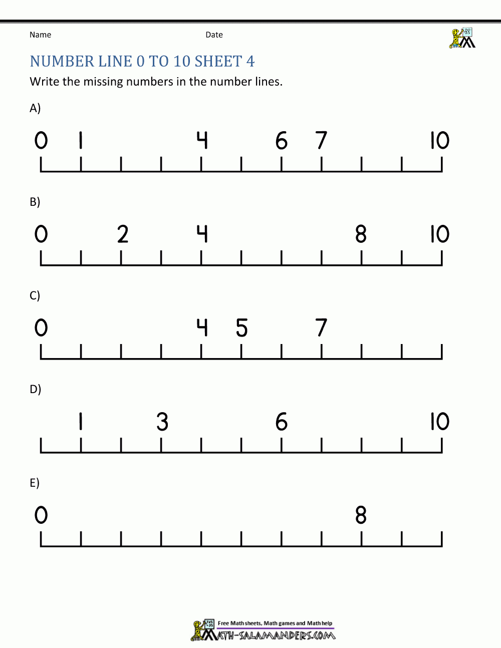 Kindergarten Number Worksheets - Free Printable Number Line For Kids