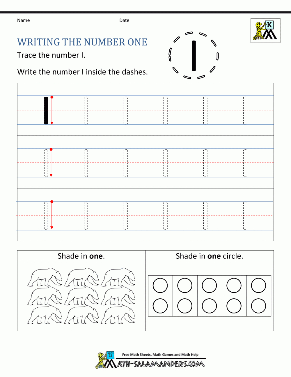 Kindergarten Printable Worksheets - Writing Numbers To 10 - Free Printable Number Worksheets For Kindergarten