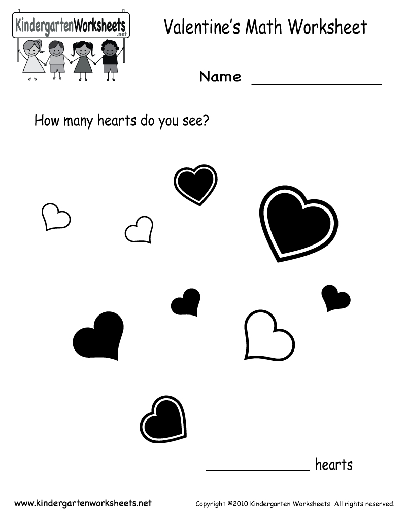 Kindergarten Valentine&amp;#039;s Day Math Worksheet Printable | Coloring - Free Printable Preschool Valentine Worksheets