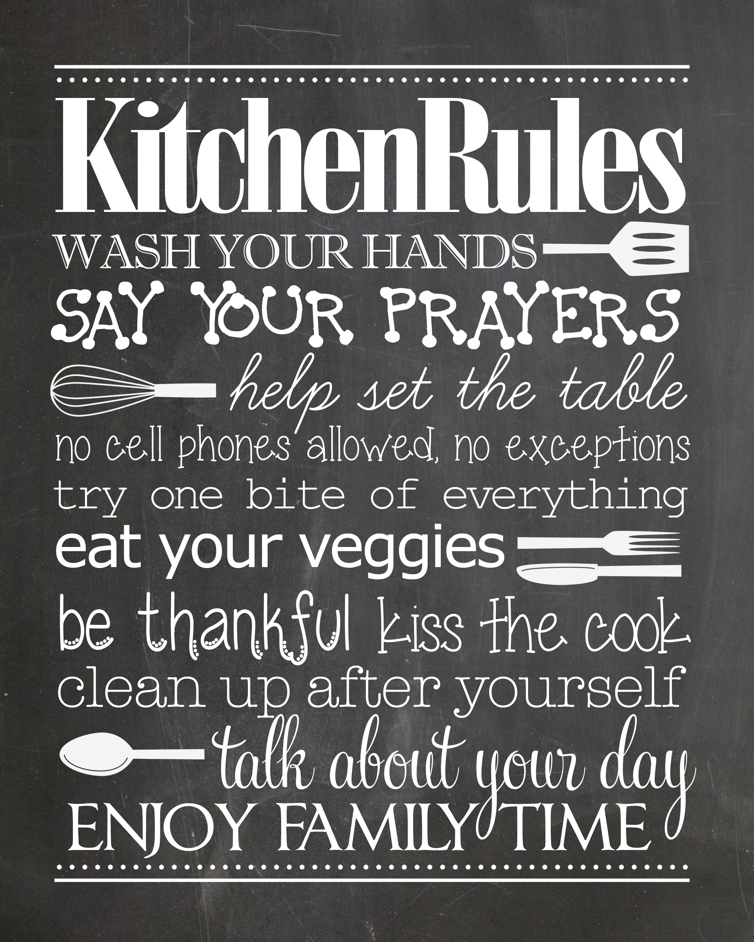 Kitchen Rules {Free Printable} - How To Nest For Less™ - Free Printable Bedroom Door Signs