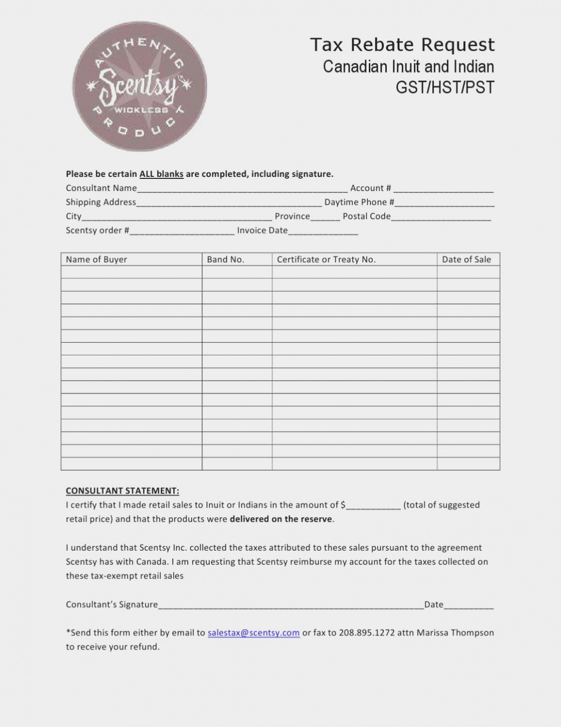 Scentsy Printable Order Form - Printable Forms Free Online