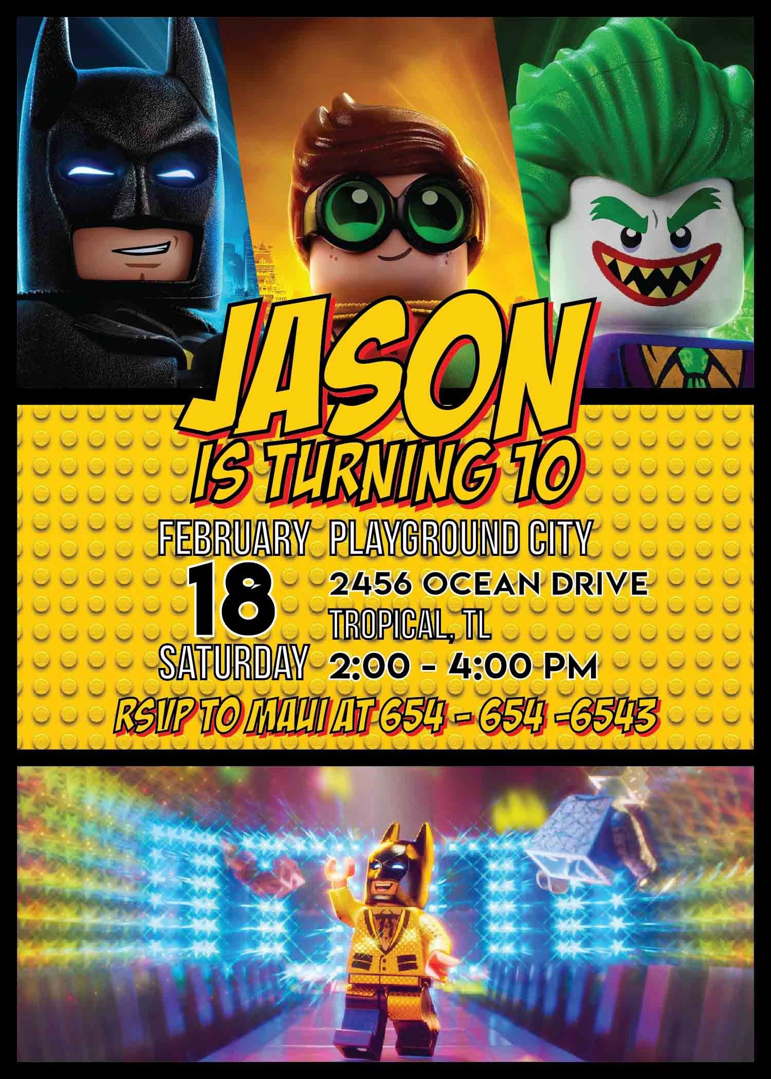Lego Batman Party Invitation Template In 2019 | Lego Batman Party - Lego Batman Invitations Free Printable