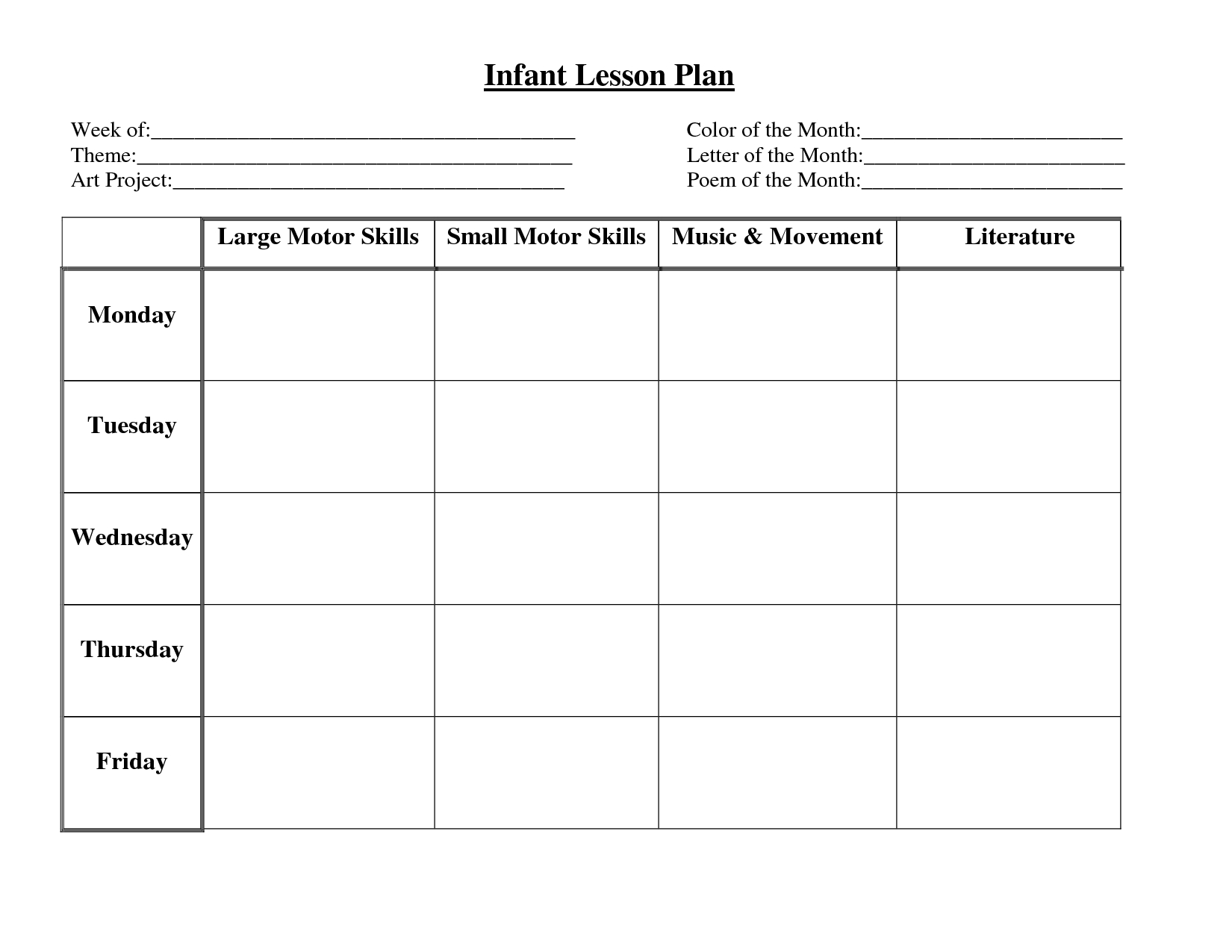 Lesson Plan Form Toddler Pictures To Pin On Pinterest … | Ideas | Infan… - Free Printable Lesson Plan Template Blank