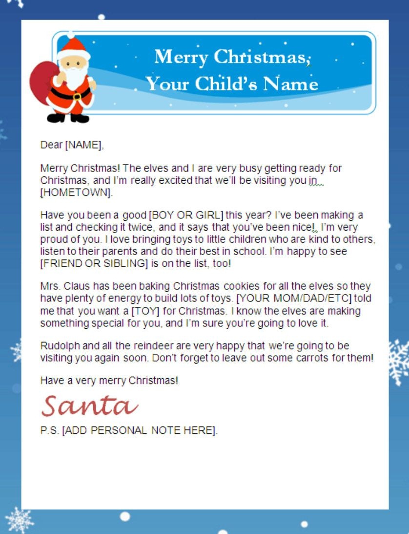 Letter From Santa Templates Free | Printable Santa Letters - Free Printable Letter From Santa Template