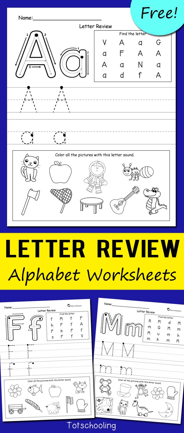 Letter Review Alphabet Worksheets | Totschooling - Toddler - Free Printable Abc Worksheets