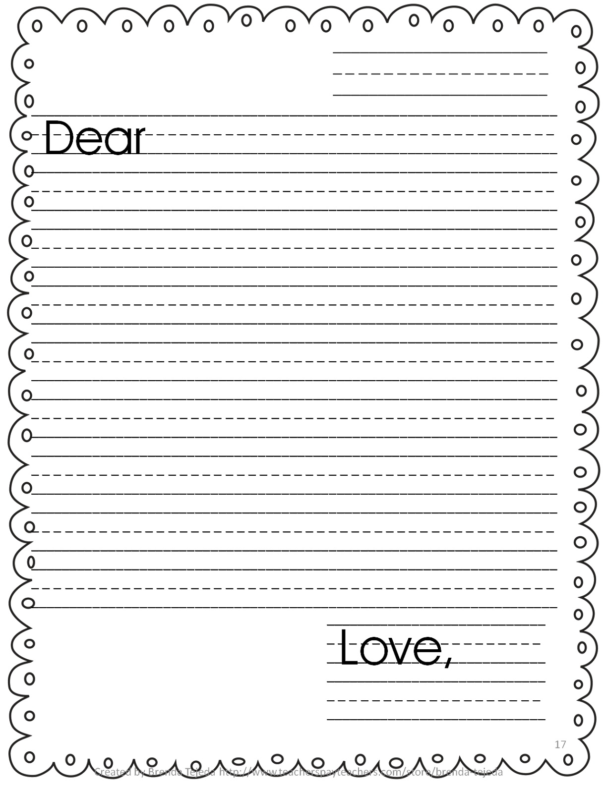 Letter To Grandma Printable Template Girl Five Marigolds Free