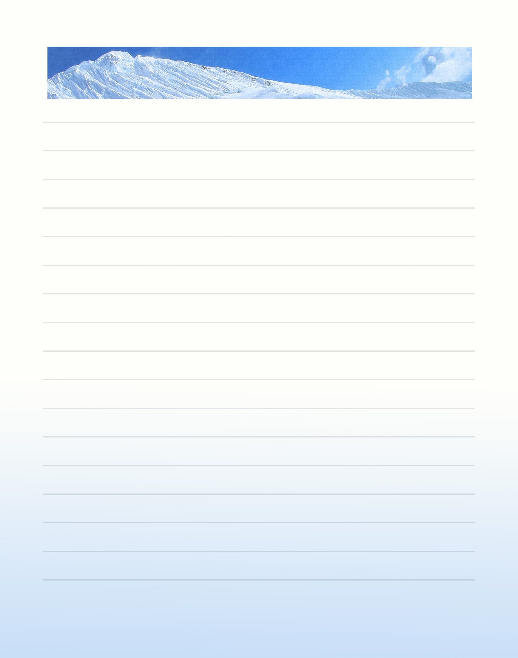 Lined Winter Free Printable Stationary (Stationery) | *stationery - Free Printable Winter Stationery